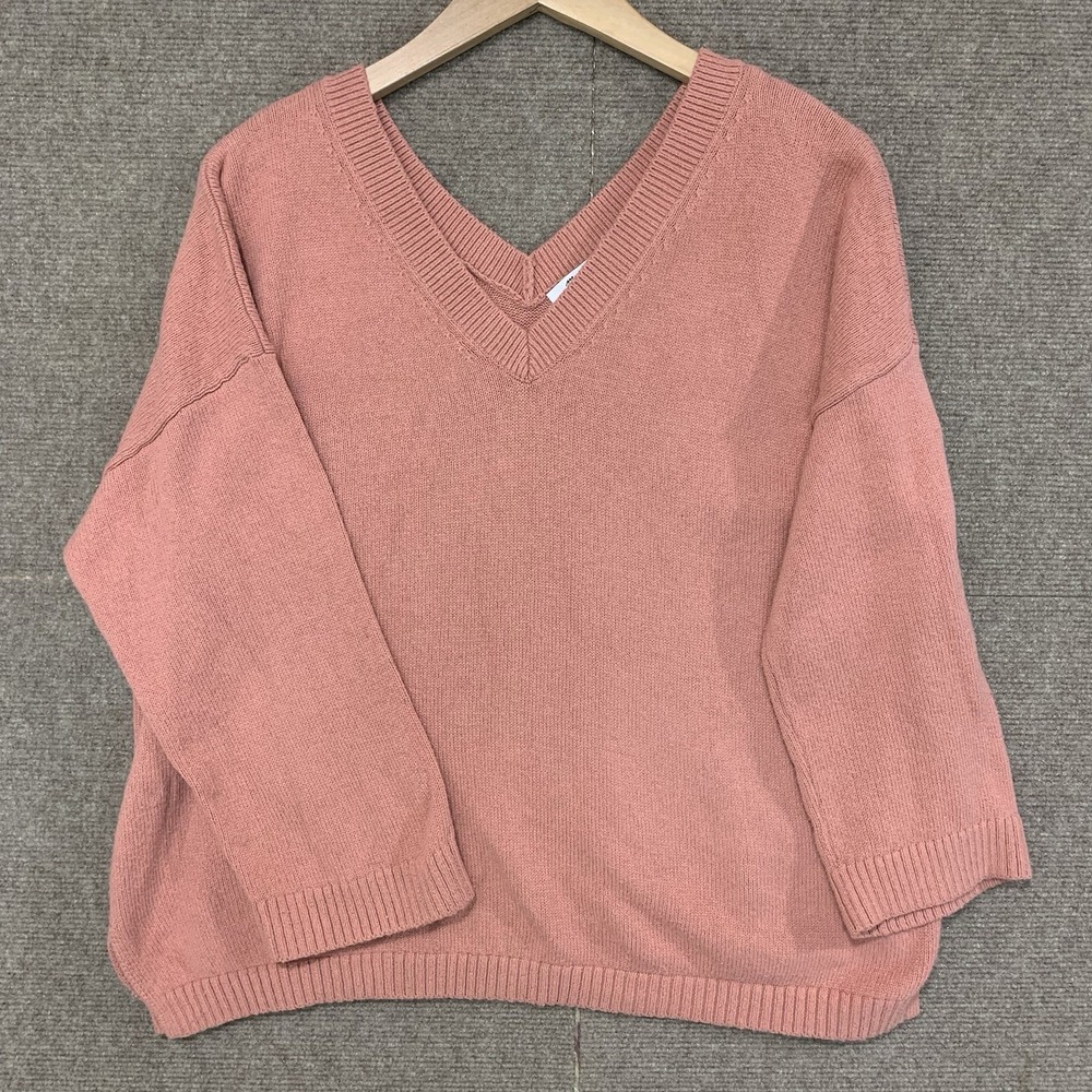Madewell M Sweater Oversized V-Neck Cotton Blend Knit Cottagecore Coastal Fall